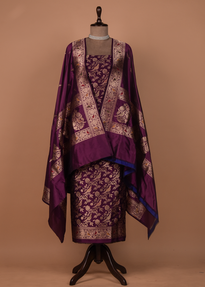 Purple Silk Dress Material
