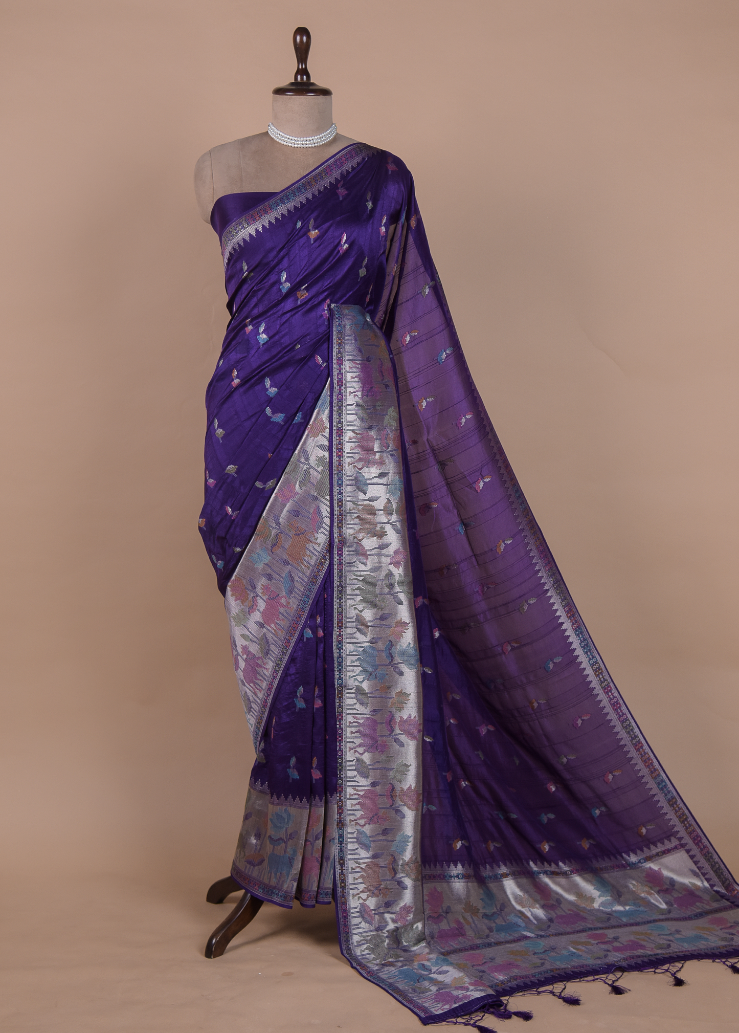 Purple Art Tussar Georgette Banarasi Saree