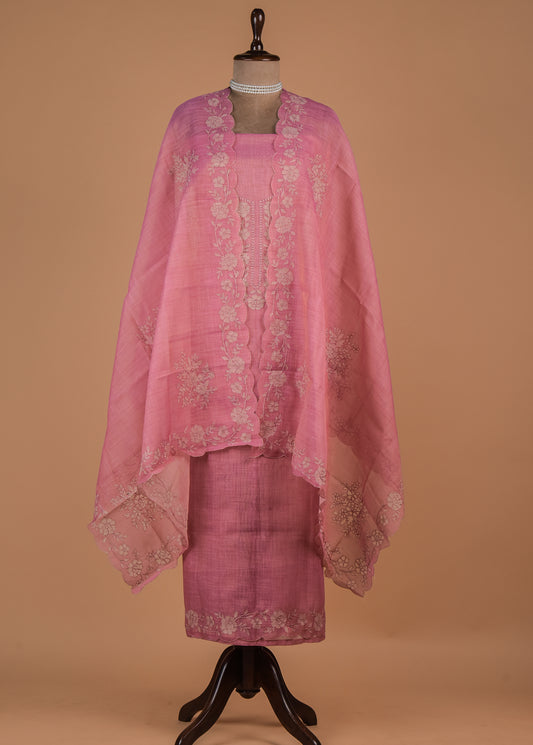 Pink Cotton Dress Material
