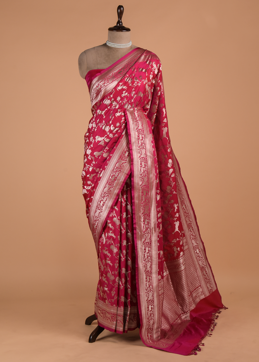 Pink Art Silk Banarasi Saree