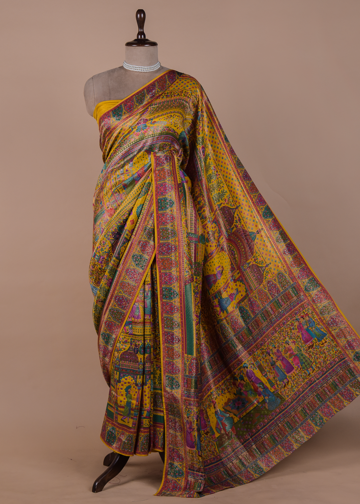 Yellow Silk Embroidered Saree