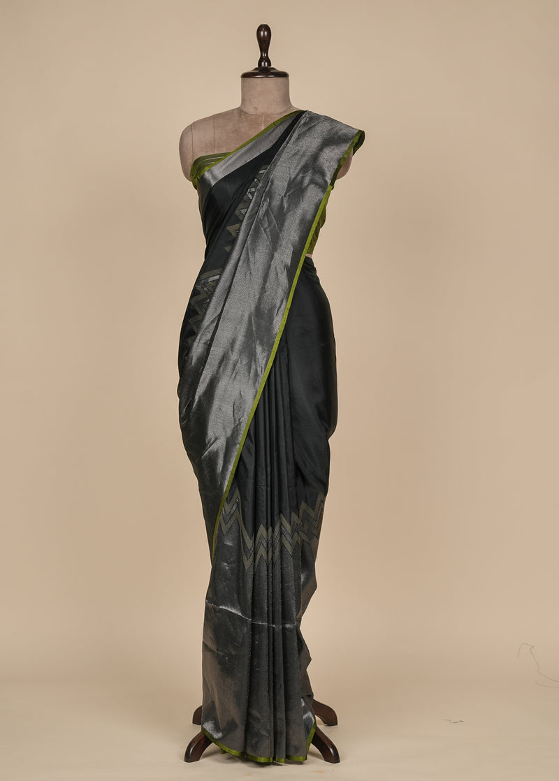 Black Crepe Silk Kanjeevaram Saree