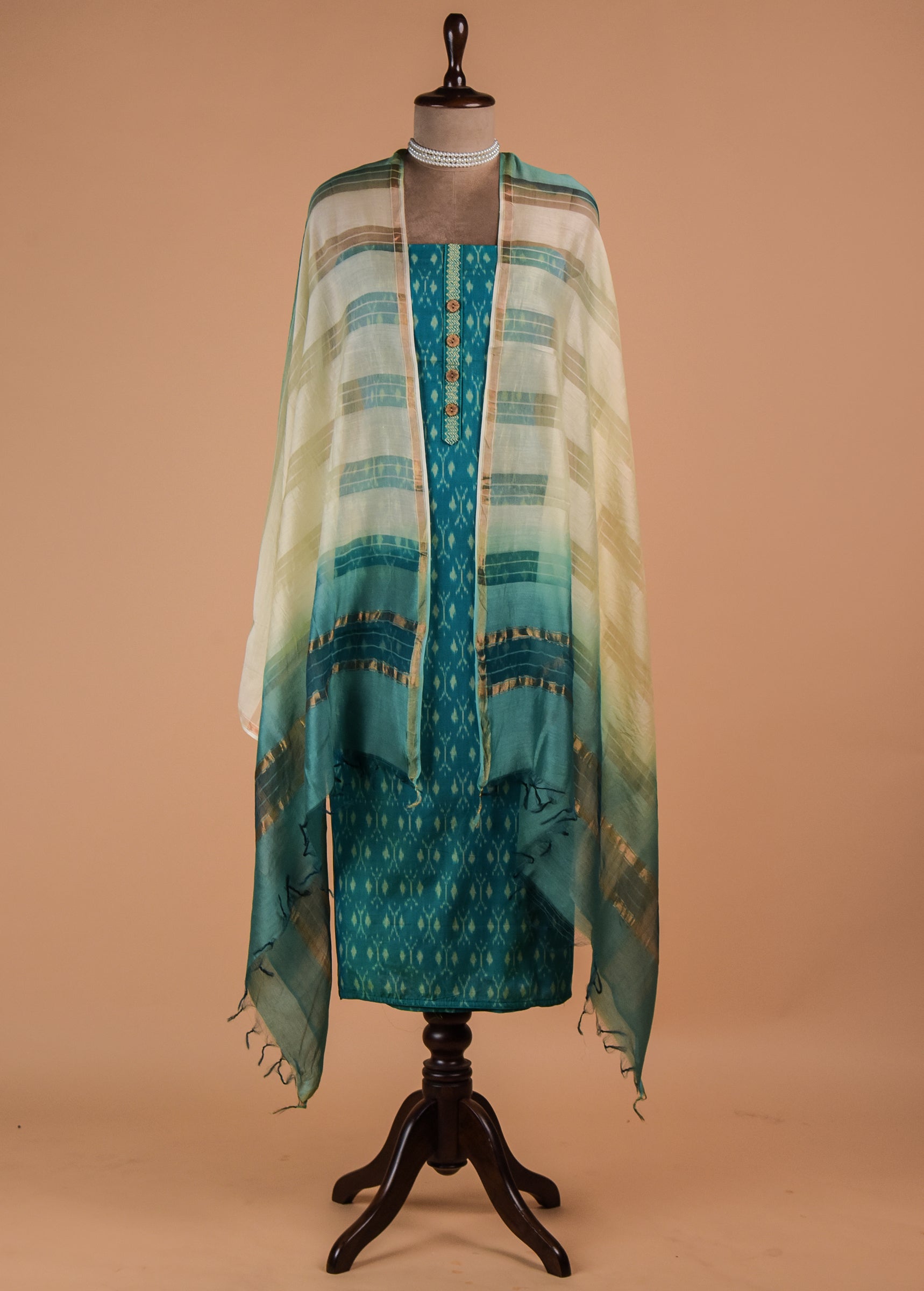 Blue Handloom Cotton Dress Material
