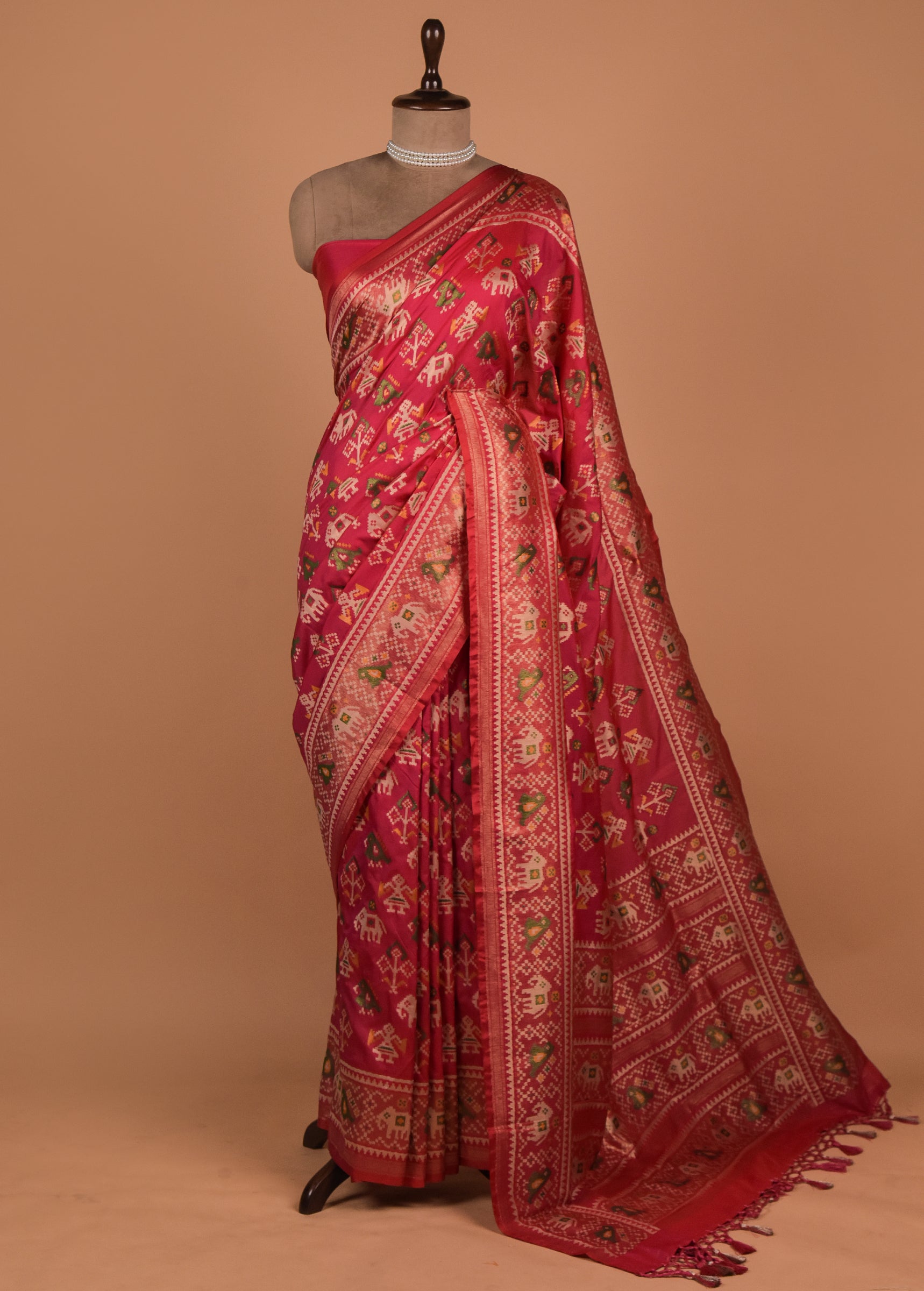 Pink Art Silk Patola Saree