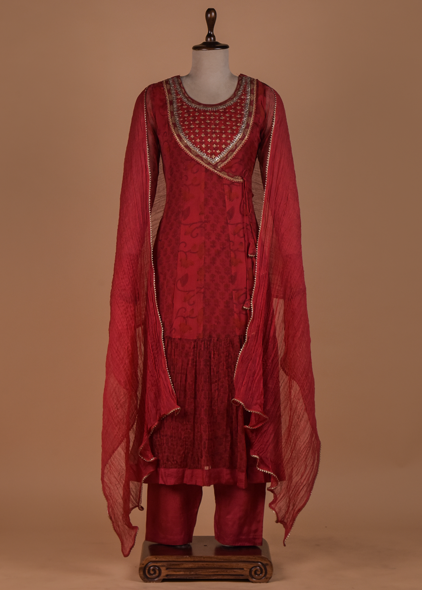 Pink Georgette Angrakha Suit Set