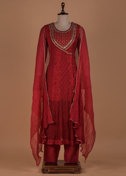 Pink Georgette Angrakha Suit Set