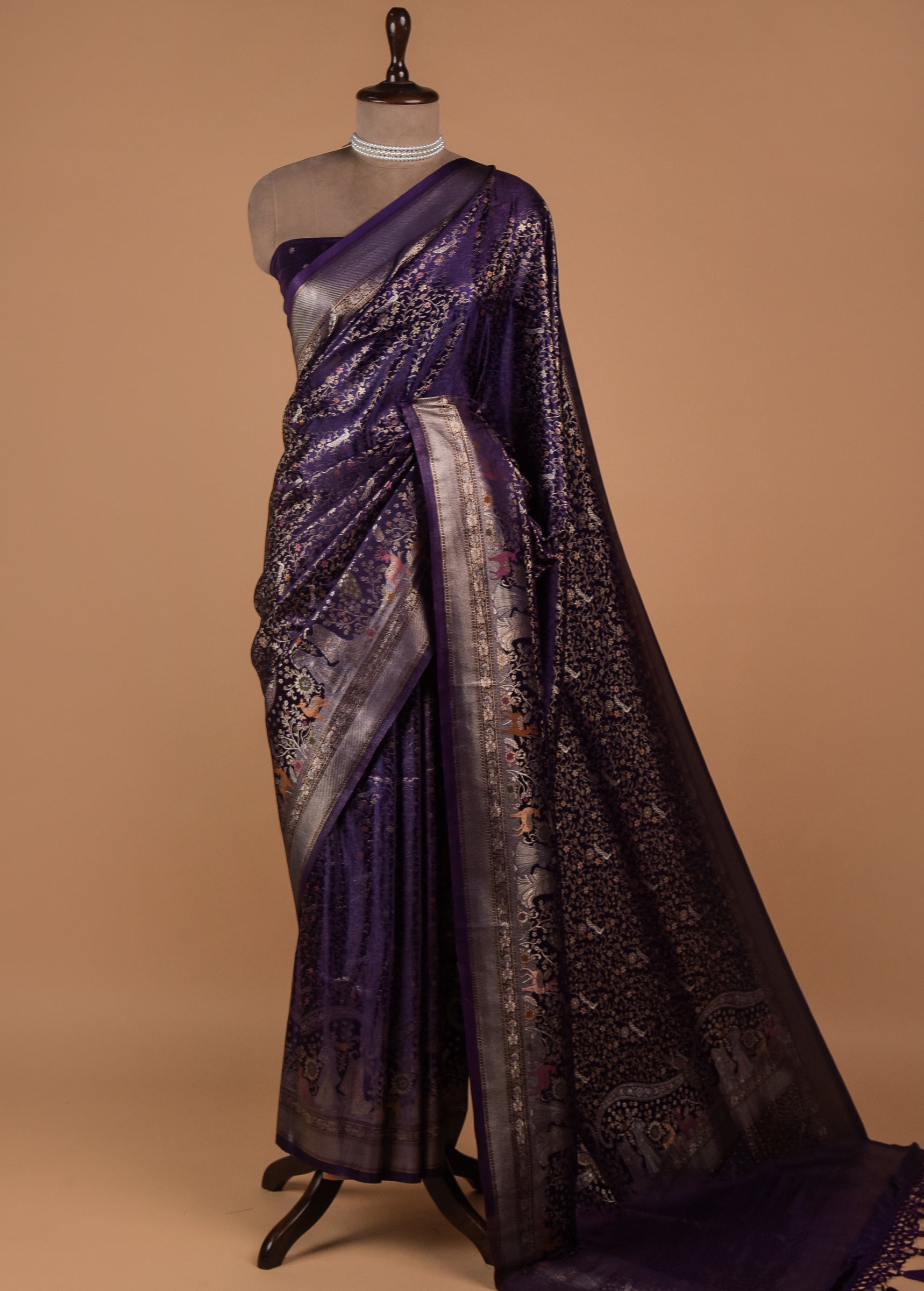 Purple Moroccan Silk Banarasi Saree