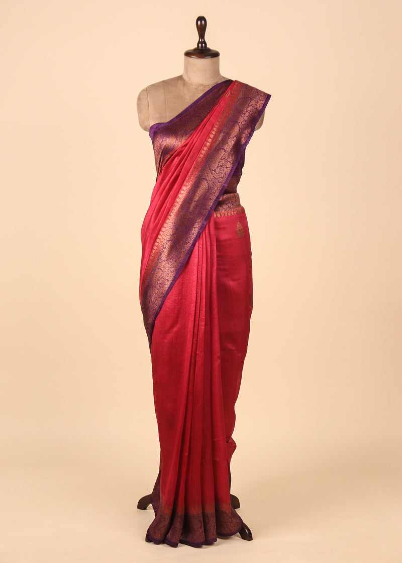 Pink Tussar Banarasi Saree