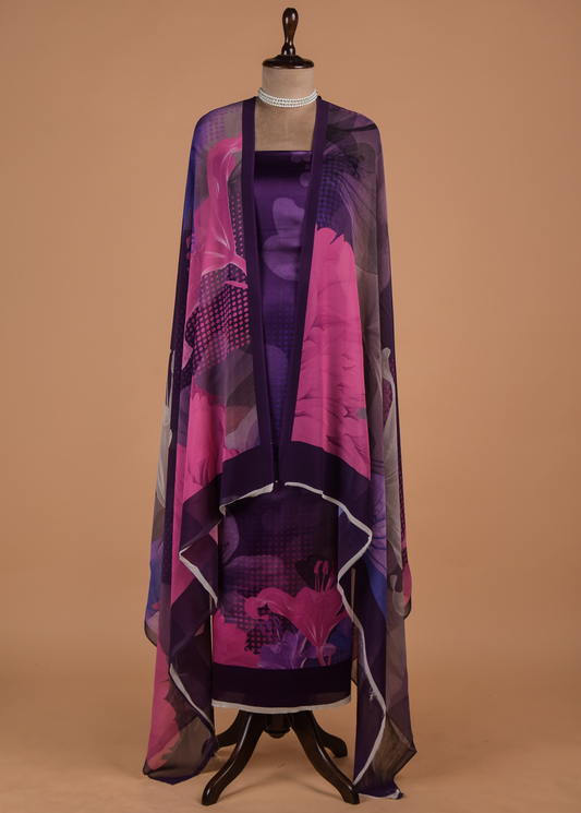 Multicoloured Satin Dress Material