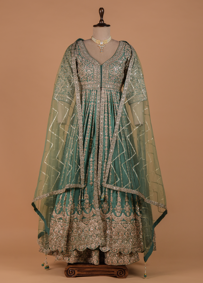 Blue Crepe Silk Anarkali