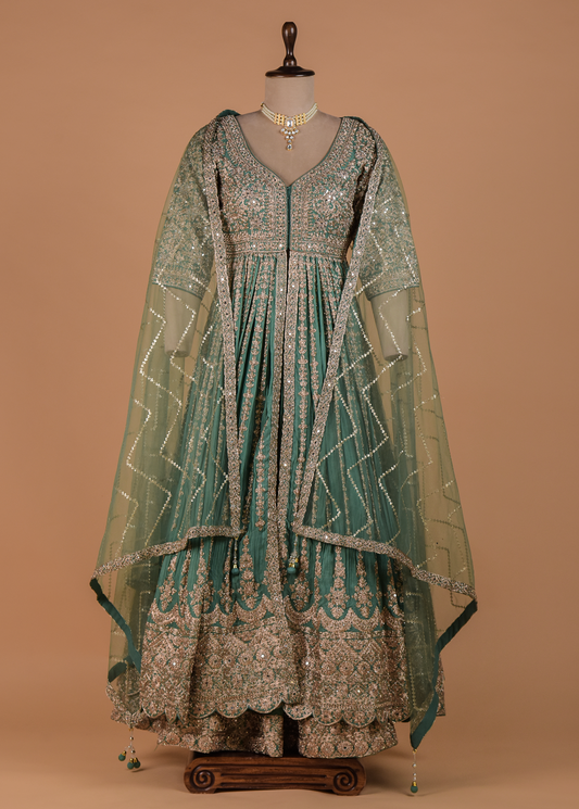 Blue Crepe Silk Anarkali