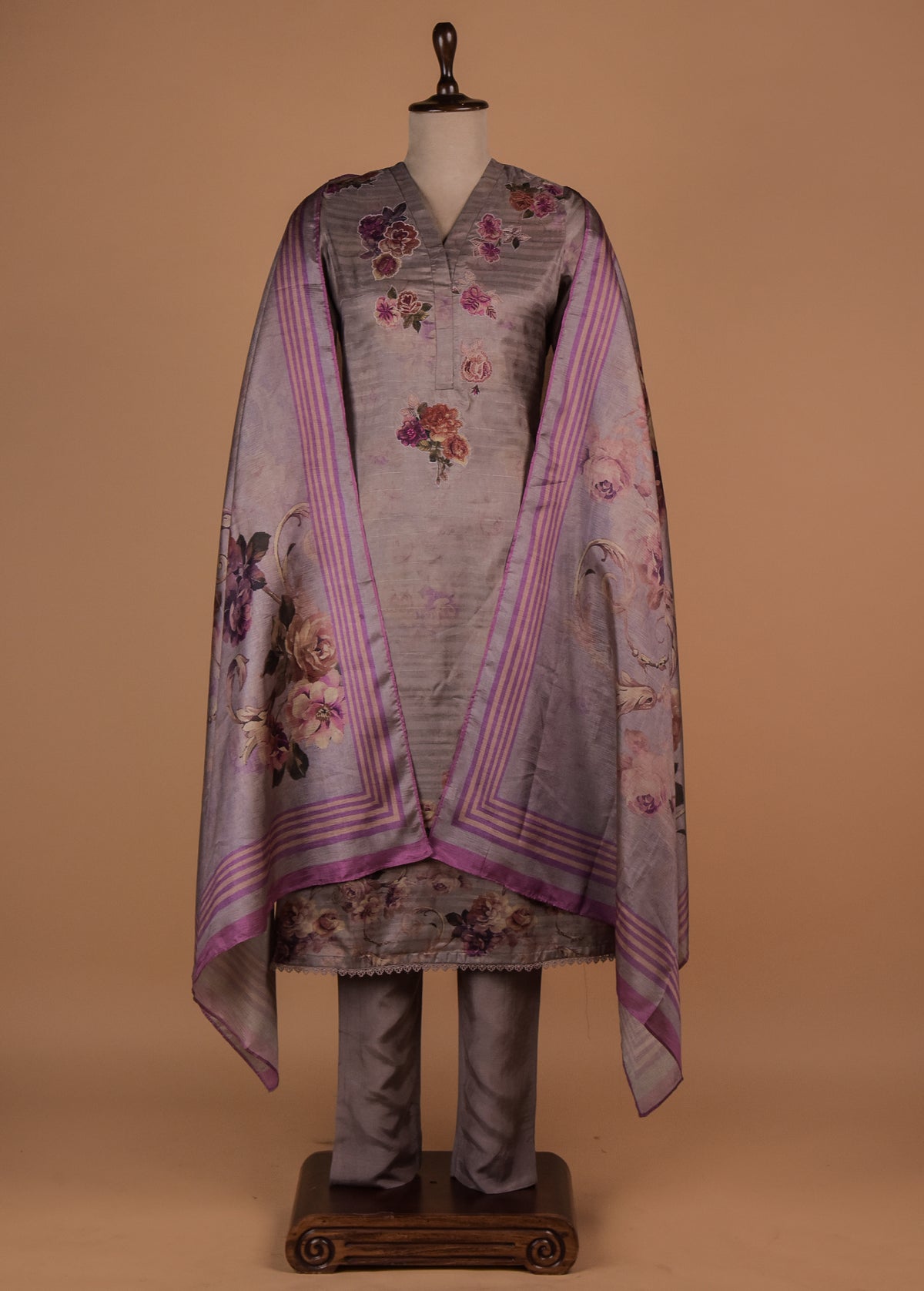 Purple Tussar Straight Set
