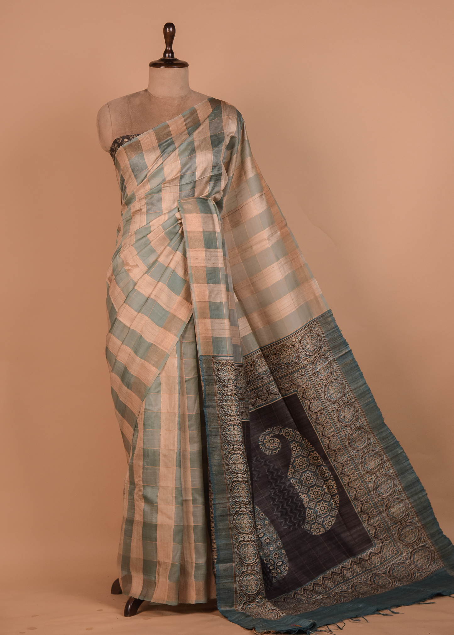 Multicoloured Tussar Printed Saree