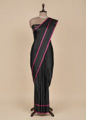 Black Satin Silk Banarasi Saree