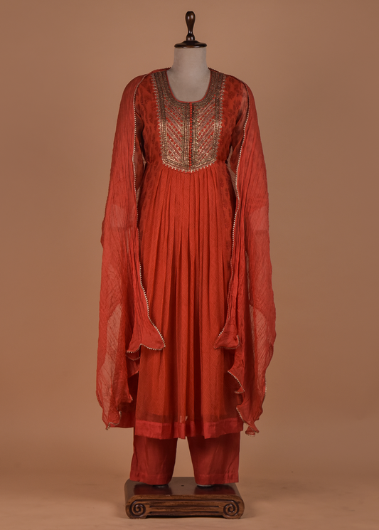 Red Georgette Anarkali Set