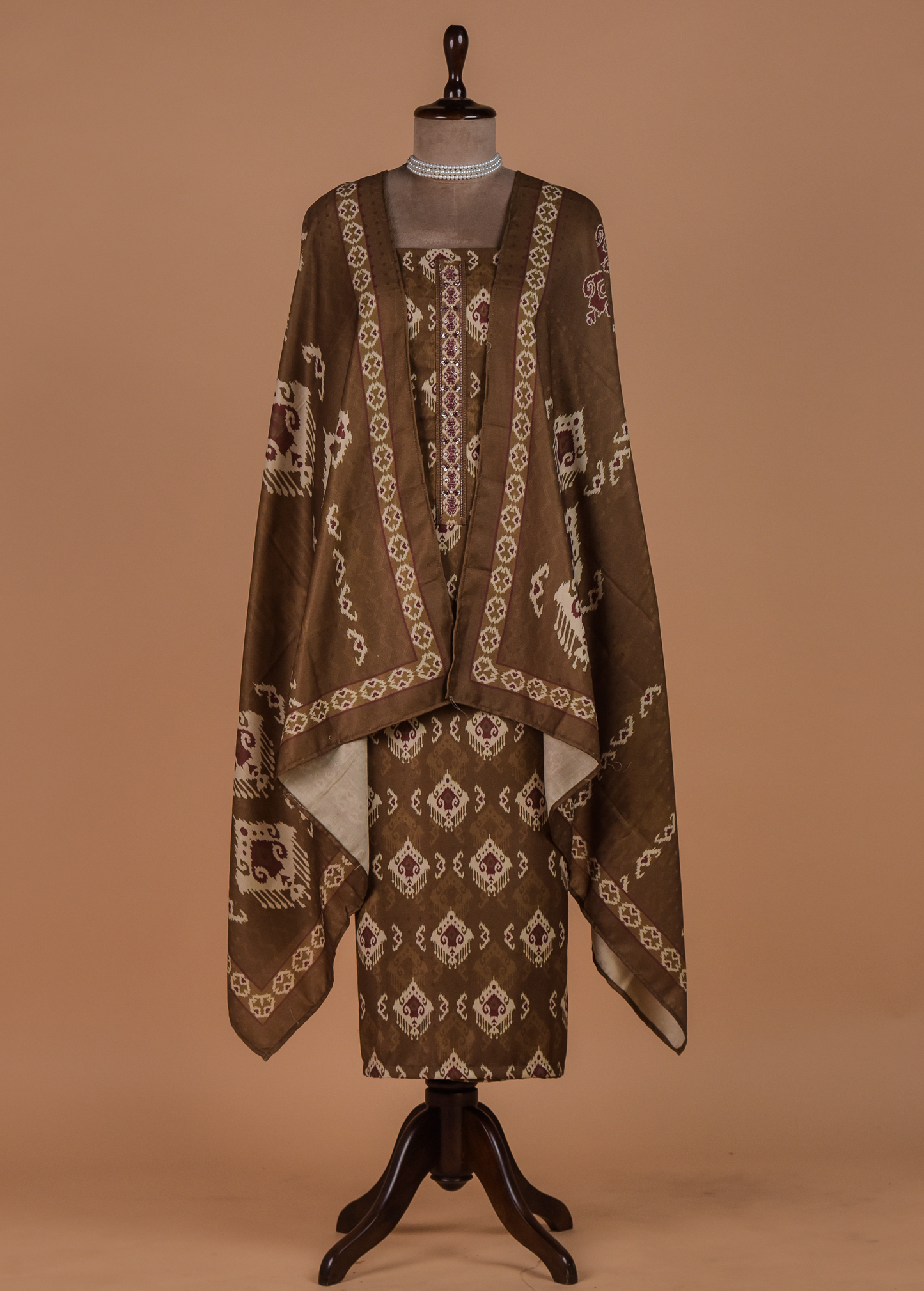 Brown Pashmina Dress Material