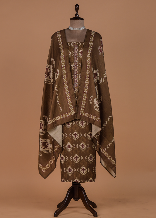 Brown Pashmina Dress Material