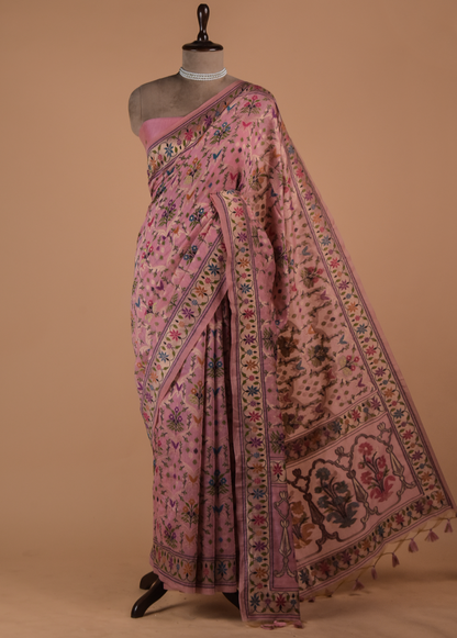 Pink Cotton Banarasi Saree