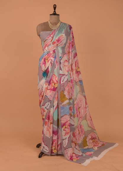 Multicoloured Georgette Printed Saree