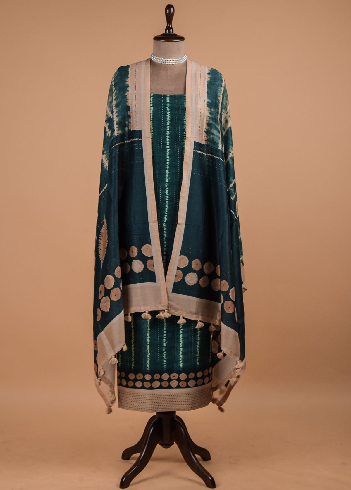 Blue Cotton Tussar Dress Material