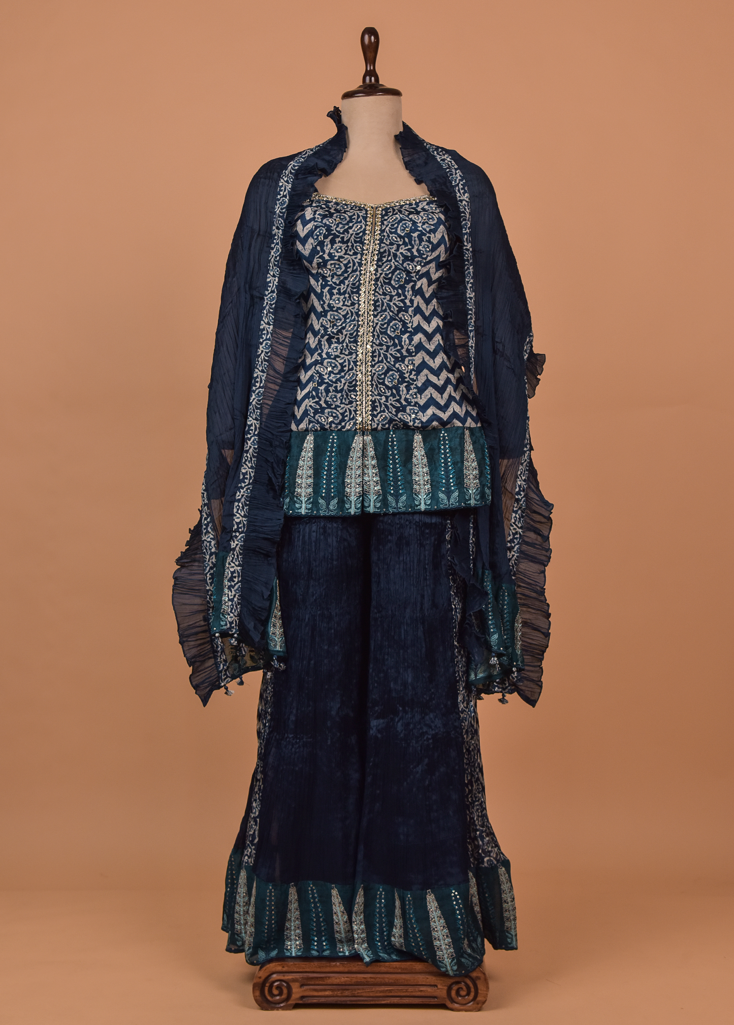 Blue Georgette Sharara Set