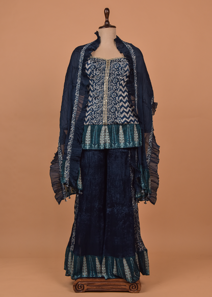 Blue Georgette Sharara Set