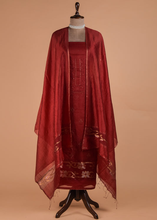 Red Silk Dress Material