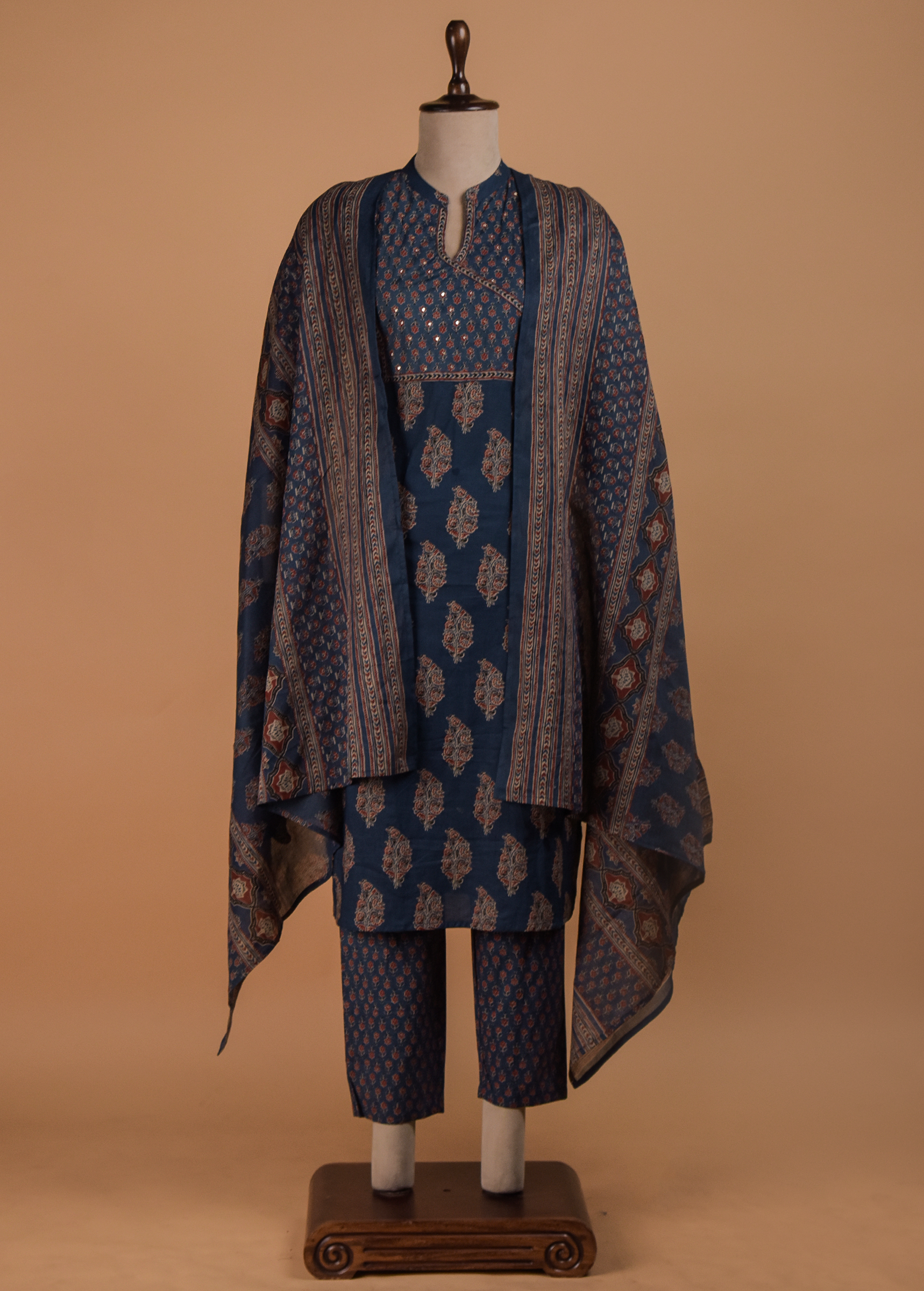 Blue Cotton Straight Set