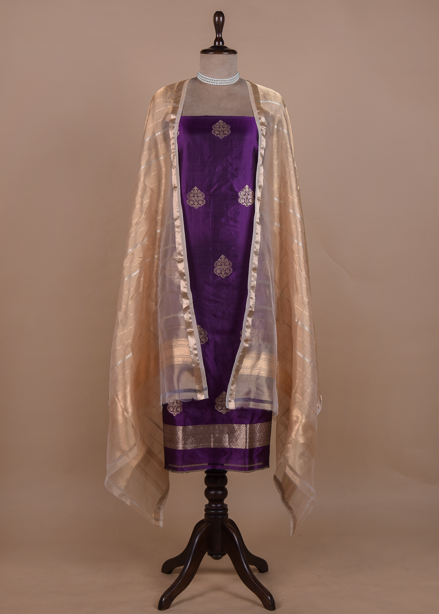 Purple Silk Dress Material
