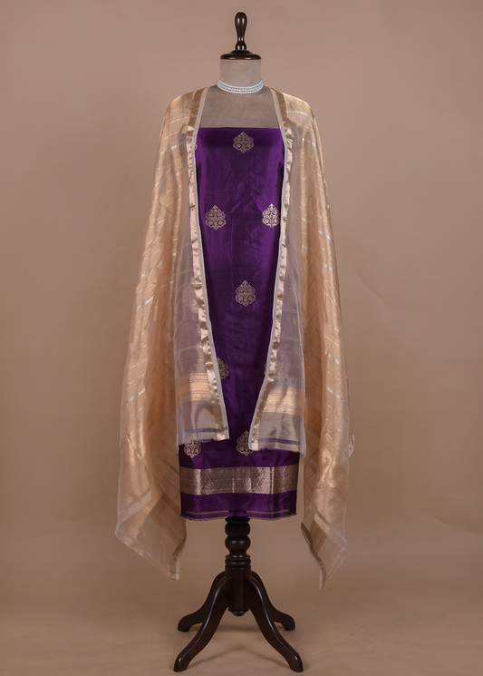 Purple Silk Dress Material