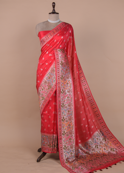 Orange Art Tussar Georgette Banarasi Saree