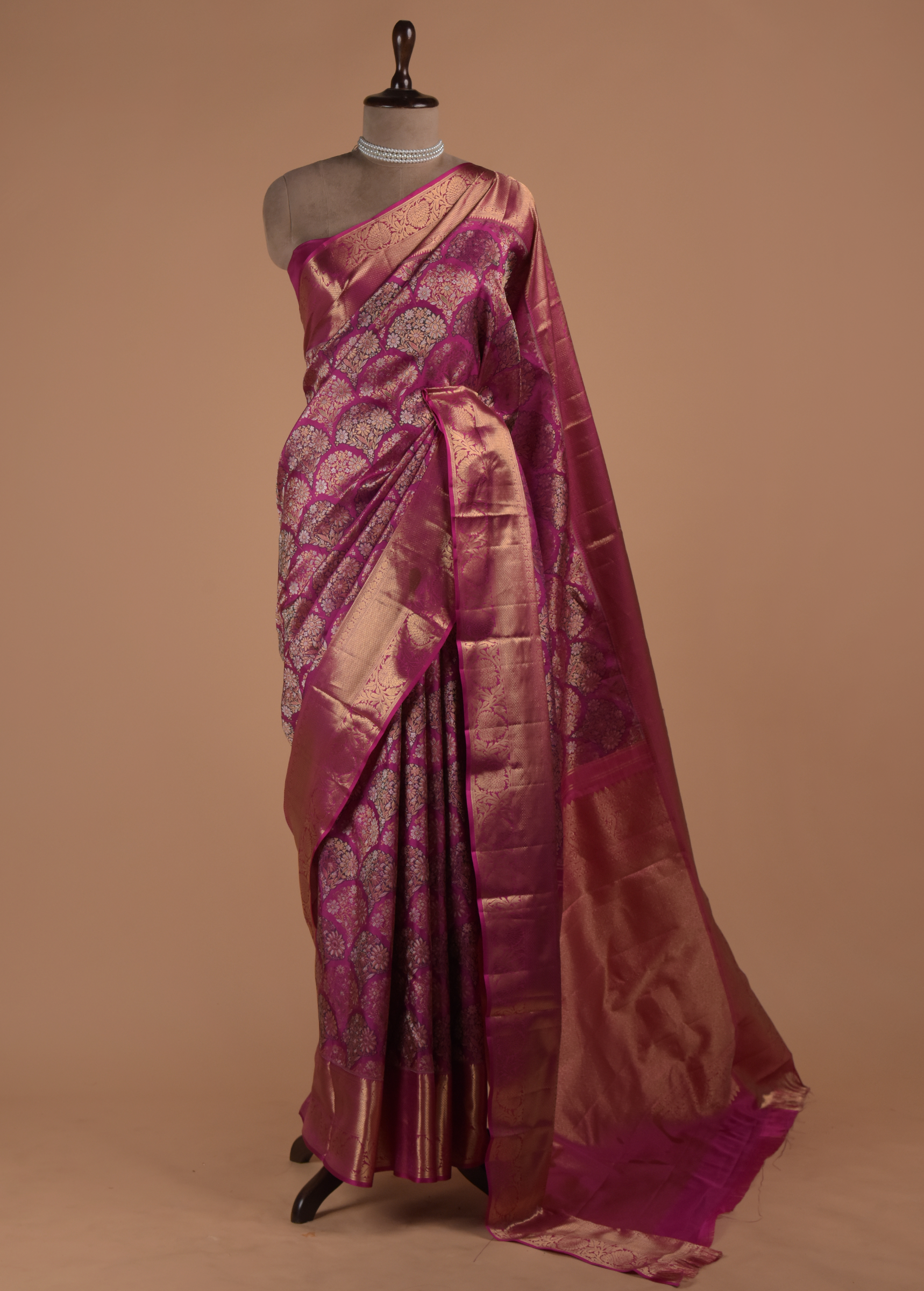 Purple Kanjeevaram Handwoven Silk Saree | Greenways