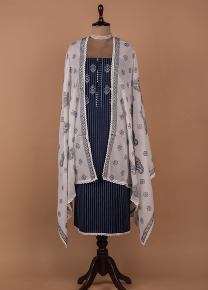 Blue Cotton Dress Material