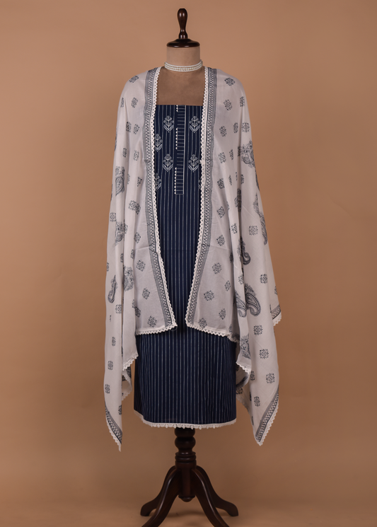 Blue Cotton Dress Material