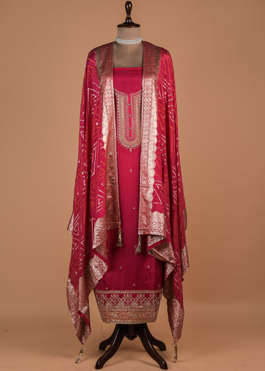 Pink Dola Silk Dress Material