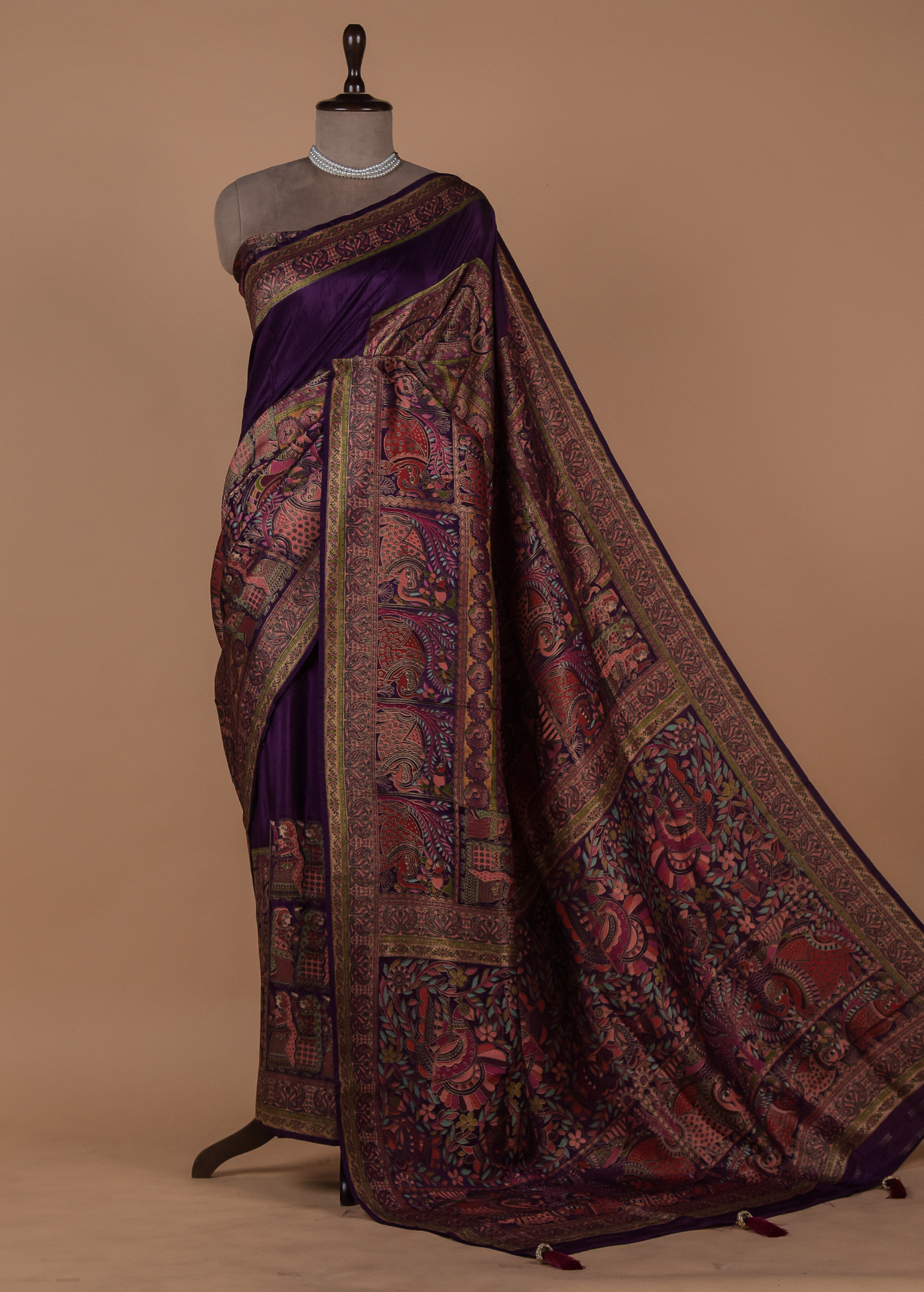 Purple Moroccan Silk Embroidered Saree