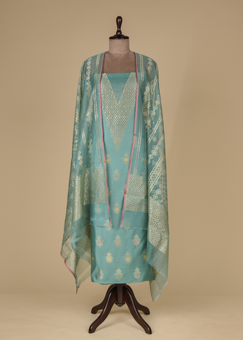 Blue Handloom Silk Dress Material