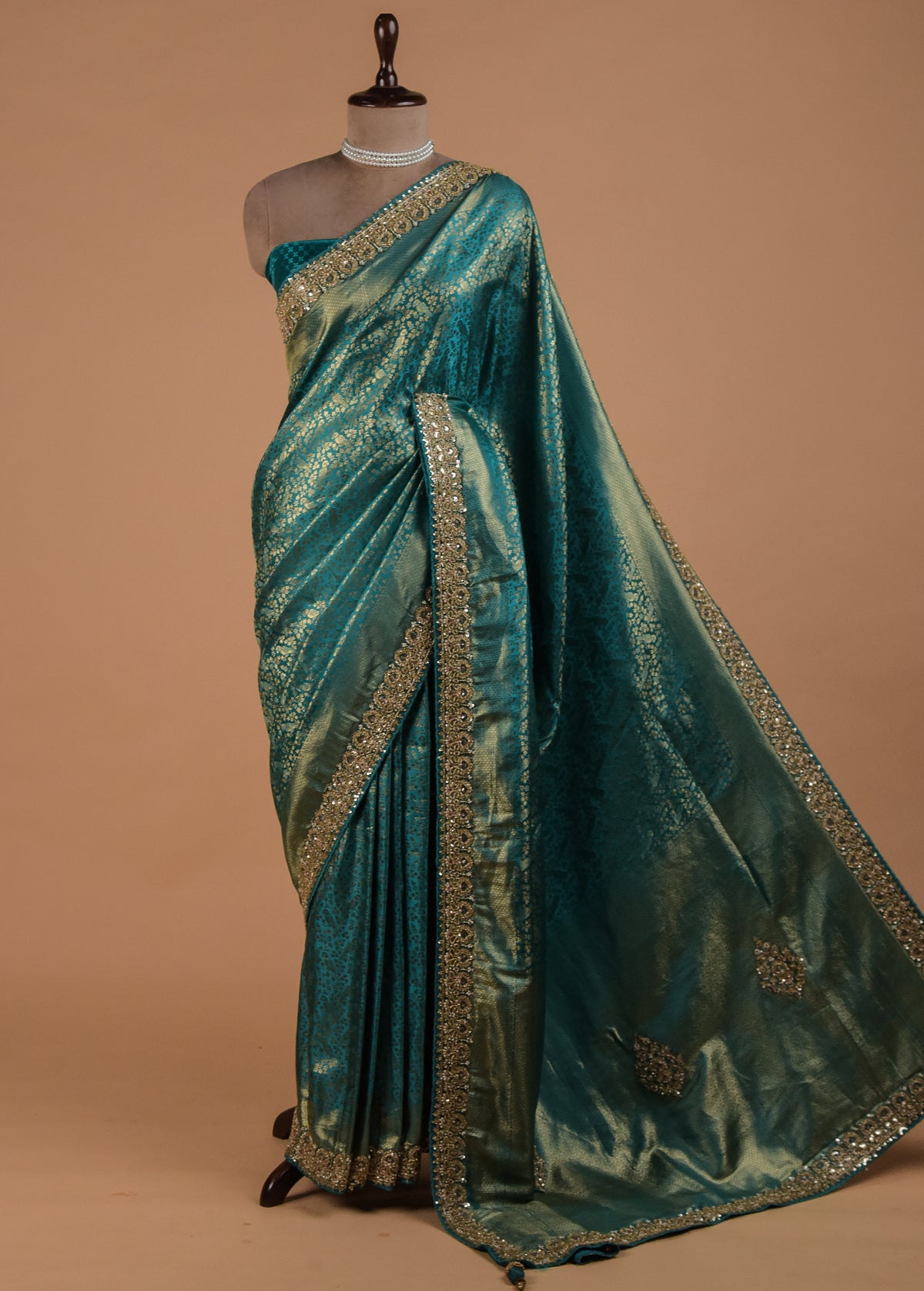 Blue Crepe Silk Embroidered Saree