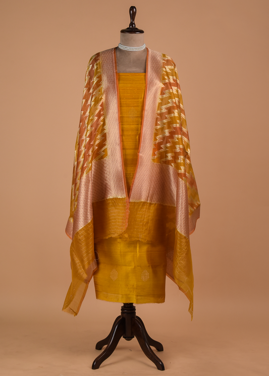 Yellow Silk Dress Material | Greenways