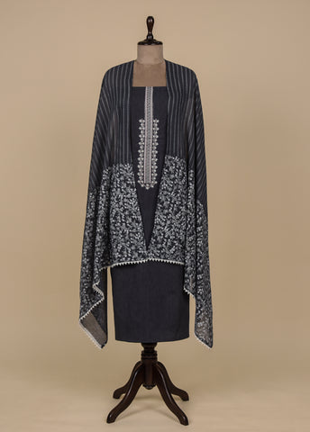 Black Handloom Cotton Dress Material