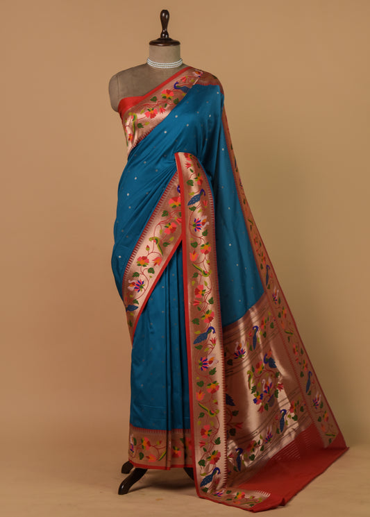 Blue Art Silk Banarasi Saree