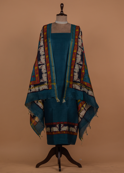 Blue Chanderi Dress Material