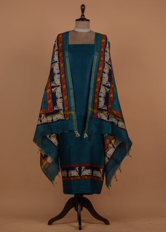 Blue Chanderi Dress Material