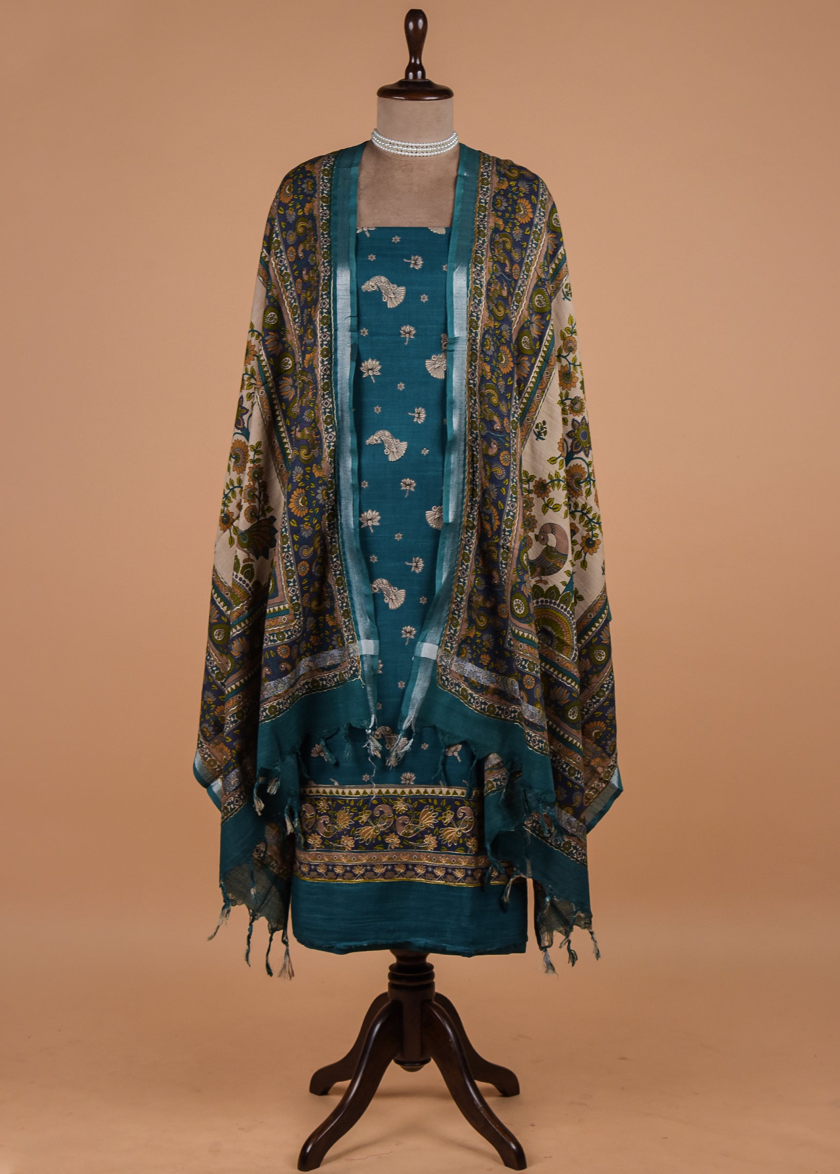 Blue Cotton Silk Dress Material