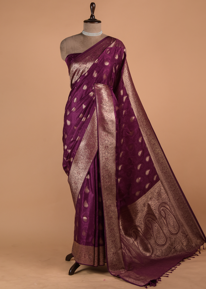 Purple Art Silk Banarasi Saree