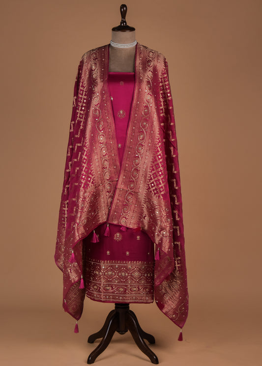 Pink Satin Dress Material
