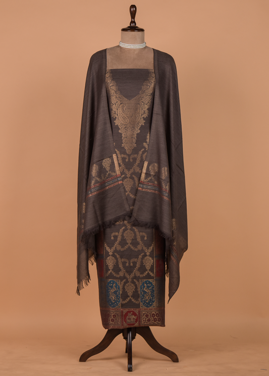 Grey Pashmina Dress Material