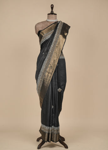 Black Tissue Georgette Embroidered Saree