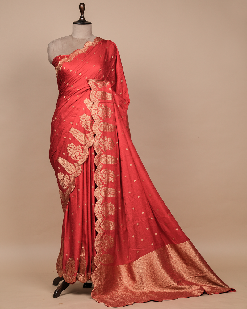 Red Gajji Silk Bandhani Saree