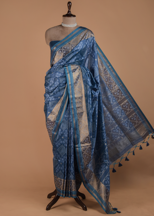 Blue Art Silk Patola Saree